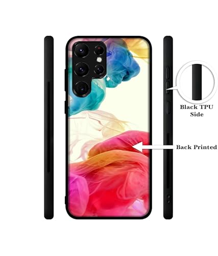 Image of Colored Smoke Design Premium 2D Printed Metal Back Case Cover for Samsung Galaxy S22 Ultra 5G