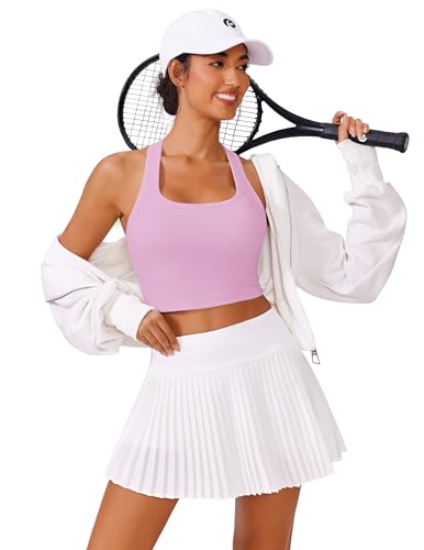 Image of PINSPARK Sports Bra Longline Racerback Tank Tops for Women Padded Workout Yoga Top