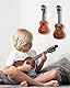 Musbeat Ukulele Wandhalterung 2er Set, Schwarz-Walnussholz 45° V-förmiger Ukulele Hänger, Ukulelehalter Aufhängung für Banjo, Mandoline, Ukelele (Konzert, Ananas, Sopran, Tenor & Bariton)