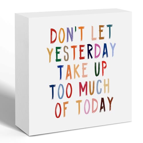 Uplifting Quote Wooden Box Sign, Optimistic Message Decor, Home Desk