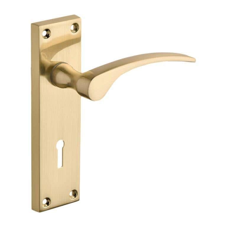 Designer Levers Sofia Long Lever Door Handle, Brushed Brass, 1 Pair