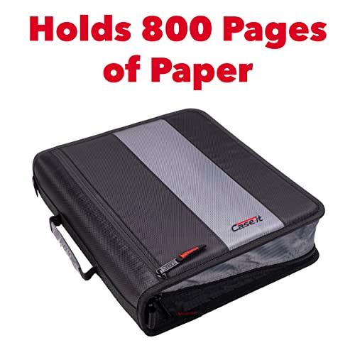 Case-It The Classic Zipper Binder - 2 Inch O-Rings - Multiple Pockets - 800 Sheet Capacity - Comes With Shoulder Strap - Fire Engine Red D-251 #TOP3