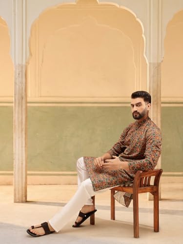 Image of SOJANYA Men's Deep Purple Ethnic Kurta with Intricate Abstract Print | Modern Festive Style