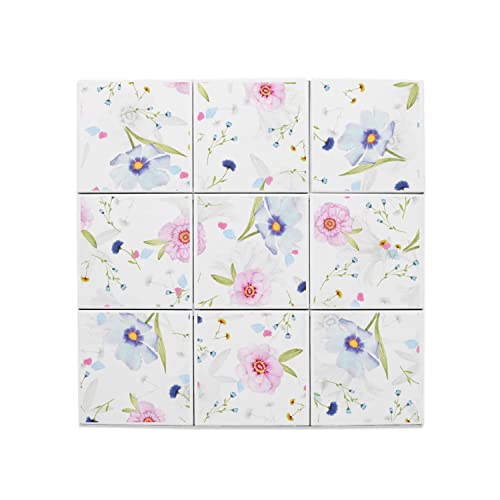Carreaux céramique 20 x 20 cm à motifs fleurs pour crédence
