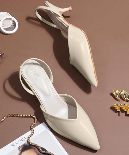 Image of JM LOOKS Sophisticated Pointed Toe Kitten Heels With Elegant Slingback Straps For Professional And Evening Occasion Wear
