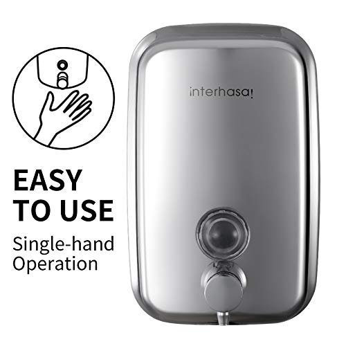 Interhasa! Soap Dispenser Wall Mount 304 Stainless Steel Hand Soap Dispenser, Commercial Liquid Soap Dispenser For Bathroom Kitchen, 800Ml/27Oz #TOP1