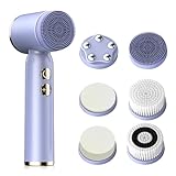 Gesichtsbürste Elektrisch, 6 in 1 Elektrische Gesichtsreinigungsbürste mit 6 Bürstenköpfen Wiederaufladbar IPX6 Wasserdicht Gesichtsreinigung Gerät mit 3 Modi für Männer Frauen alle Hauttypen Violett