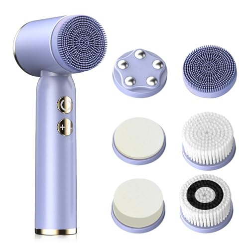 Spazzola viso elettrica 6 in 1 Spazzola elettrica per la pulizia del viso con 6 testine ricaricabili IPX6 impermeabile Dispositivo di pulizia del viso con 3 modalità per uomini e donne tutti i tipi di