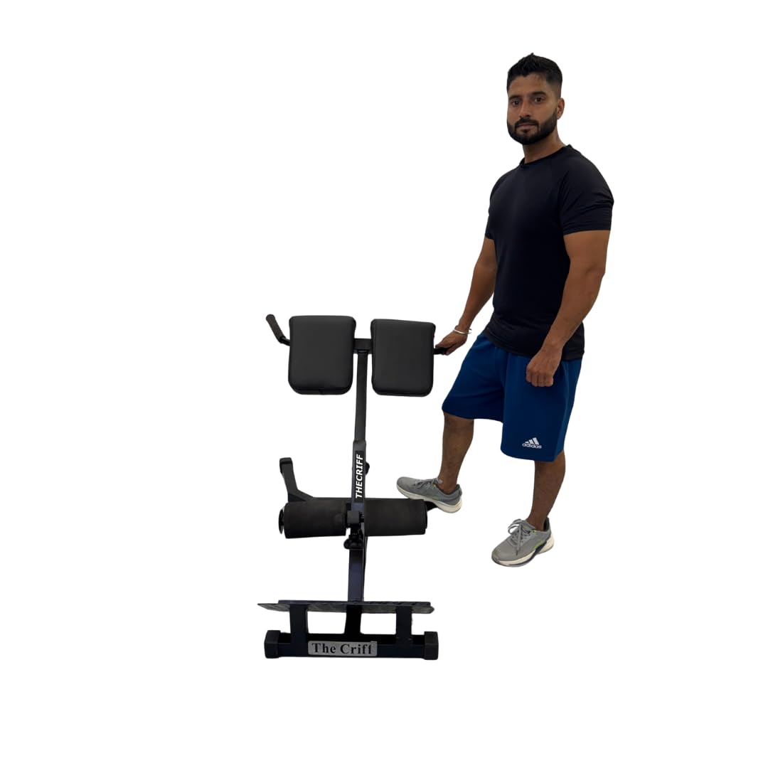 TheCriff Hyperextension Back and core exercises Roman Chair Adjustable Heavy Duty Abdominal, Hamstring, GHD Workout | Strength Training Back and Legs Calf Gym Bench | Black Matt Powder Coating (TC219)-image-16