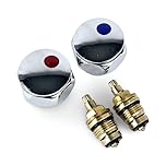 Replacement Standard Hot & Cold Tap 1/2 Head Covers - Metal Chrome Plated with Red and Blue Tops (Pair)