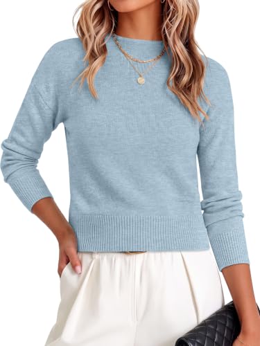 ANRABESS Women's Long Sleeve Lightweight Mock Neck Fall Sweaters Blue - image 1