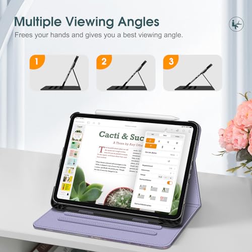 Image of Fintie Folio Case for iPad Pro 11-inch (M5) 2025 / (M4) 2024 - Multiple Angles Viewing Stand Protective Cover with Pencil Holder & Pocket, Auto Wake /Sleep, Lilac Marble