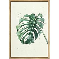 SIGNWIN Framed Canvas Wall Art Green Tropical Leaves in Yellow Background Botanical Plants Watercolor Abstract Modern Relax/Calm Pastel for Living Room, Bedroom, Office - 16