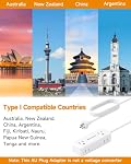 Australia Plug Adapter, 4 AC Outlets 5 USB Ports (3 USB-C), Type I Plug Adapter for Canada to Australia, New Zealand, China, Argentina, Cruise Travel Essentials, 5Ft