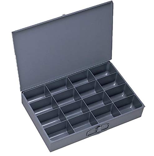 Durham 113-95 Gray Cold Rolled Steel Large Scoop Box 18 Width x 3 Height x 12 Depth 16 Compartment
