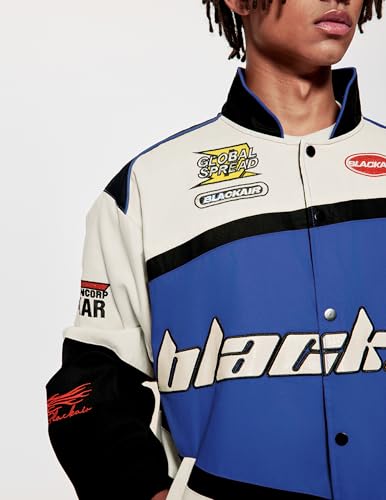 Vamtac Mens Varsity Baseball Jacket Bomber Cotton Vintage Racing Coats Streetwear with Pocket