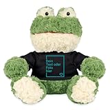 Spreadshirt Frosch Kuscheltier Selbst Gestalten Mit Foto Oder Text | Plüschtier Personalisiert Kuscheltier Frosch Torge, One Size, Schwarz