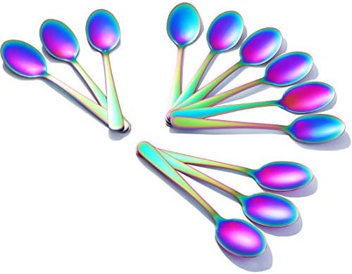 Buyer Star 12pcs Teaspoons Coffee Spoons Gold 14cm Stainless Steel 304 Mini Spoon for Sugar Dessert Cake Espresso Demitasse Ice Cream