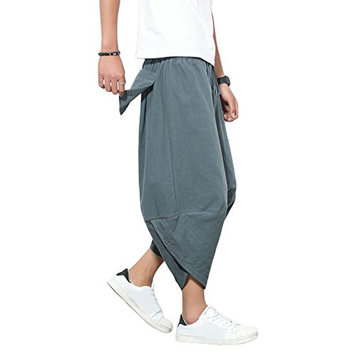 ZooBoo Palazzo Parachute Harem Pants - Thai Cargo Boho Hippie Baggy Buddha Large Pocket Bloomer Trousers (L, Army Green)