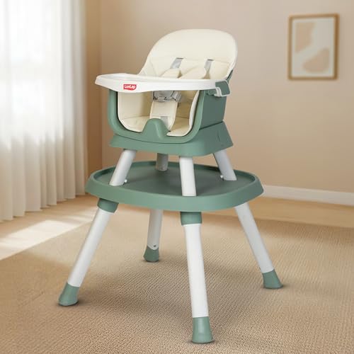 Image of Luvlap Imperial 6in1 Baby High Chair with Learning Table & Stool, Booster Chair with Food Tray, 5 Point Harness, Foldable and Compact Travel Friendly, Baby Chair for 6 to 48 Month, Lightweight, Green