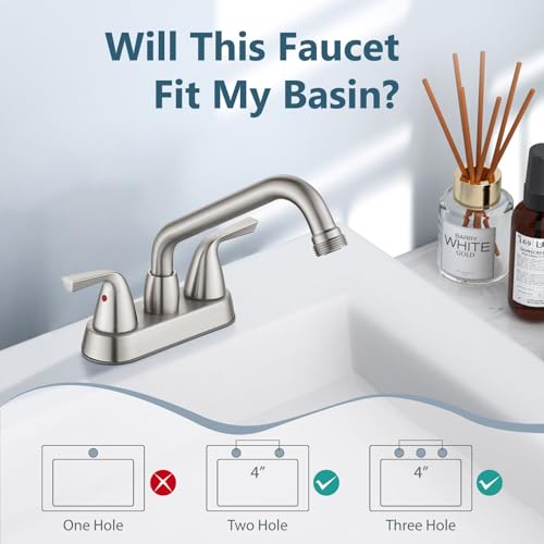 Aolemi Laundry Sink Faucet 4 Inch Centerset, Utility Sink Faucets with Swivel Spout and 3/4" NPT Threaded End, 2-Handle Faucet for Laundry or Utility Room, Brushed Nickel by Aolemi - Image 3