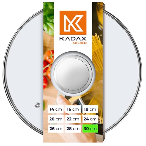KADAX Coperchio per pentola, coperchio universale in vetro con manico in argento, coperchio resistente al calore in diverse misure, coperchio in vetro per pentola, padella (30 cm)