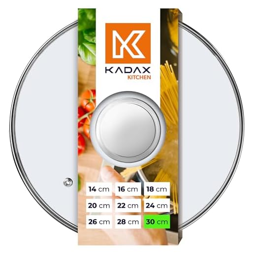 KADAX Pandeksel, universeel deksel van glas met zilveren handgreep, hittebestendig deksel in verschillende maten, pannendeksel, glazen deksel voor pan, pan (30 cm)