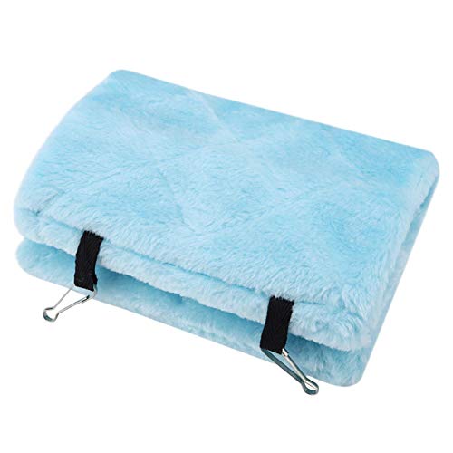 AMONIDA Hängematte, Winter warmes Bett Haustier Spielzeug weiche Plüsch Hängematte hängenden Käfig Zelt Vogel hängenden Käfig, schön und warm für Vögel(Blue, S)