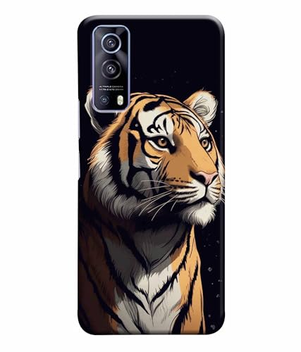 Image of Tiger Faces Animal Printed Hard Back Case Cover & Compatible for Vivo iQOOZ3 5G / Vivo Z3 5G (Multicolor) - D1807