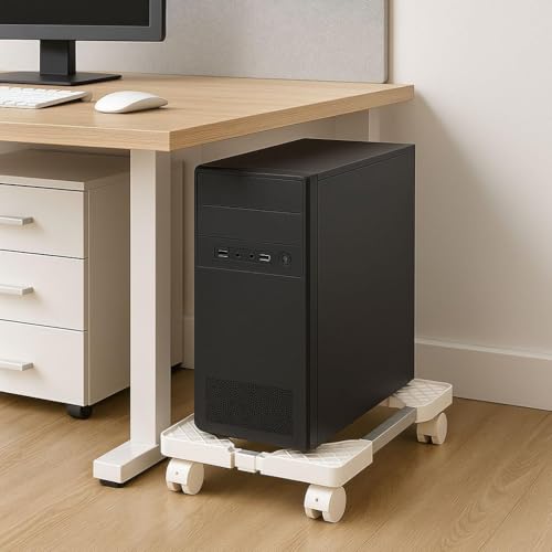 Miniatura 7 de Zbozzba Soporte Para Pc, Soporte Cpu Móvil, Soporte Ajustable Universal, Soporte De Escritorio Para Ordenador De 4 Ruedas, Para Gamers, Hogar, Oficina-Hueco Negro