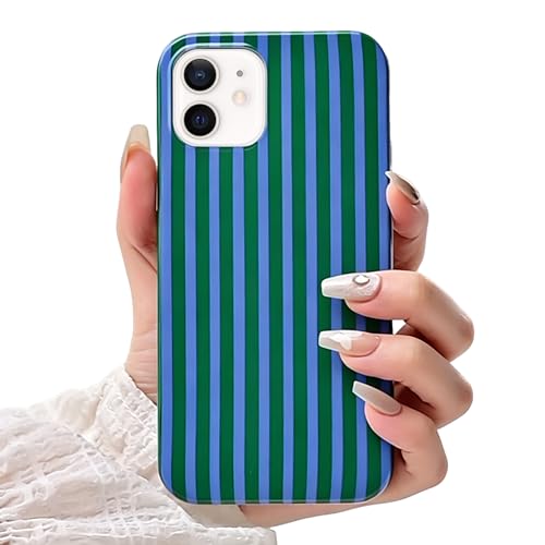SleekCover Cute Striped Case for iPhone 12/12 Pro 6.1",Blue/Green by SleekCover - Used condition - US$6.35