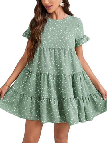 Image of Women's Elegant Floral Dress Coll. (All-Seasons) - Sleeveless /Short /Midi, V-Neck Ruffle, Fashion Casual Party Dresses