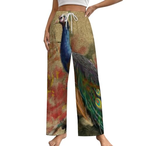 Bas de pyjama femme Paon Vintage doux vêtement de nuit pour soirée cocooning S