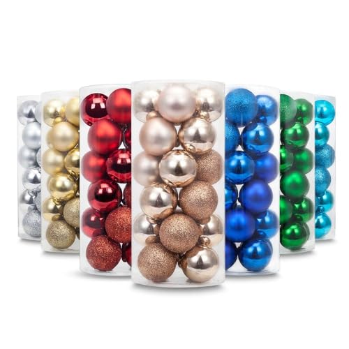 Yoland 24ct Barrel Plating Christmas Ball Ornaments Tree Decorations(40mm/1.57'' in) (Champagne)