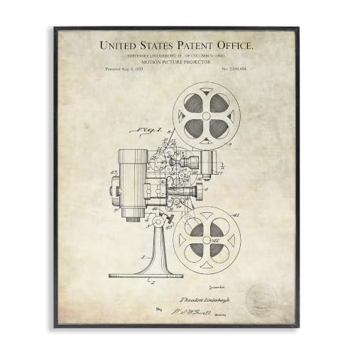 Vintage Blueprint Projector Patent, 11 x 14 Inch Framed Giclée Print