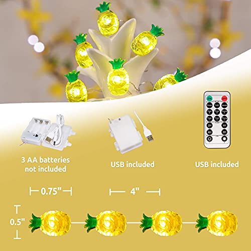 Flavcharm Pineapple String Lights 10Ft 30Leds Battery Operated Lights With Remote Fruit Led Lights Usb Plug In Fairy Lights For Summer Room Decor Wedding Hawaiian Party thumb #1
