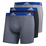 adidas Men's Performance Boxer Brief Underwear (3-Pack), Onix/Collegiate Royal Black/Collegiate...
