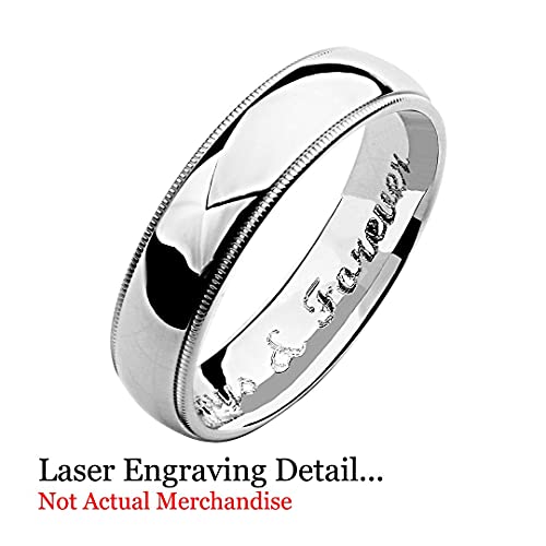 Laser Engraving Service 14K White Gold 4Mm Solid Plain Wedding Band - Size 7 #TOP2