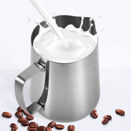 Pichet à lait à bec verseur fin en acier inoxydable 304 double graduation