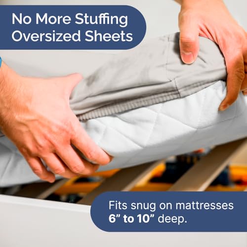 Image of Cot Sheet Set, 30 inch x 75 inch - Easy-Fit Cot Size Mattress Sheets - Light Grey | Ideal for Narrow Twin, Camper Bunk, RVs, Twin Bunks, Day Care & Camping Cots, Cot Size Fitted Sheet fits 6 inch to 10 inch Mattresses