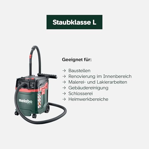 metabo ASA 30 L PC Allessauger – 602086000 – Nass-/Trockensauger mit integrierter Filterabreinigung – 5,5 m Kabellänge