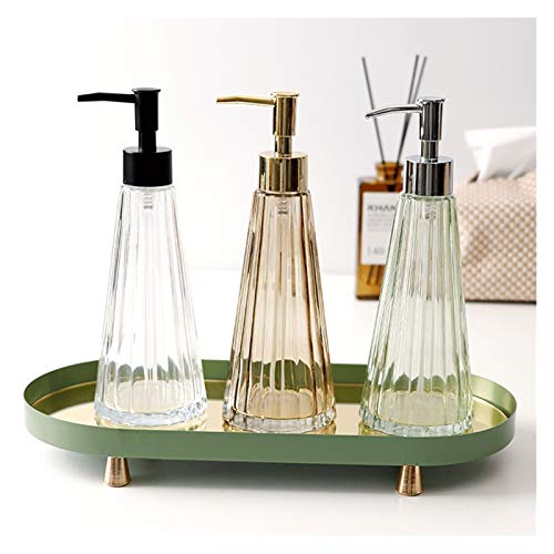Dispensador de botellas dispensadoras de jabón de vidrio, paquete de 3 dispensadores, dispensador de líquido transparente grueso recargable para baño y cocina, dispensador de loción de 10/13.5 onzas