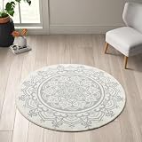 Carvapet Ivory Grey Boho Mandala Rug
