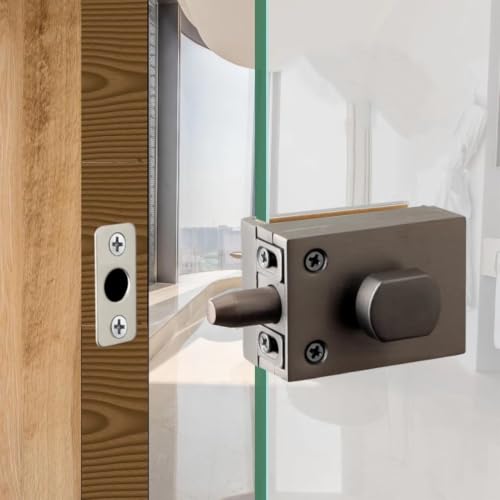 Serrure porte vitrée en zinc sans perçage pour douche et bureau