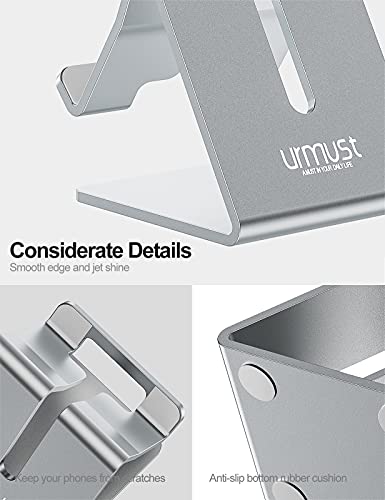 Desk Cell Phone Stand Holder Aluminum Phone Dock Cradle Compatible with Switch, for iPhone 13 12 11 Pro Xs Xs Max Xr X 8 7 6 6s Plus 5 5s 5c, Office Decor Accessories Desk (Gray)