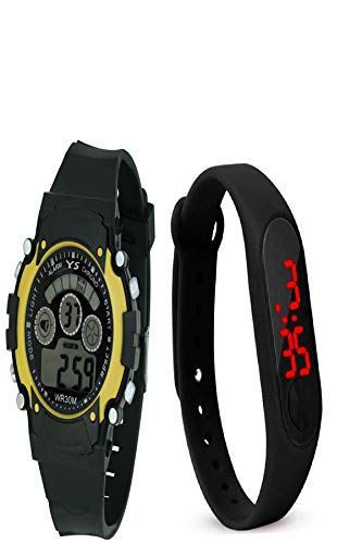 Crude Smart Combo of 2 Digital Watches with Adjustable PU Strap For girls and Boys (Kids)