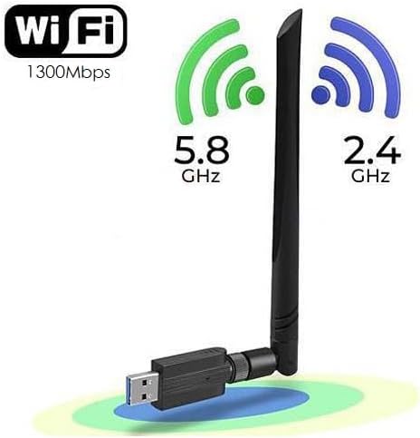1300Mbps USB WiFi Adapter for PC, Dual Band 2.4G/5.8G High Gain 5dBi Antenna Wireless Network Dongle, USB 3.0, Support Windows 11/10/8/7/Vista/XP, Mac OS 10.9-10.15