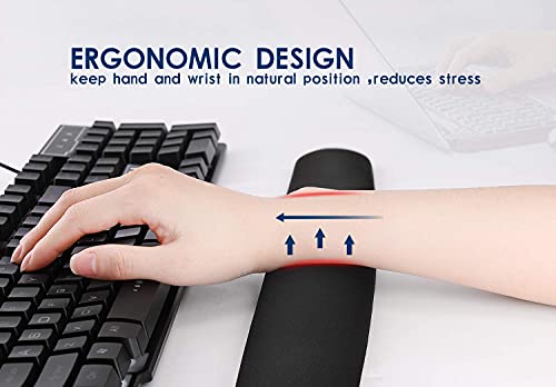 Silicone Keyboard Wrist Rest Pad- Non-Slip Durable & Comfortable For Easy Typing & Pain Relief, Gel Wrist Rest For Keyboard, Strong Grip Designed For Office & Home Use Black 15.7X2.5 In #TOP2