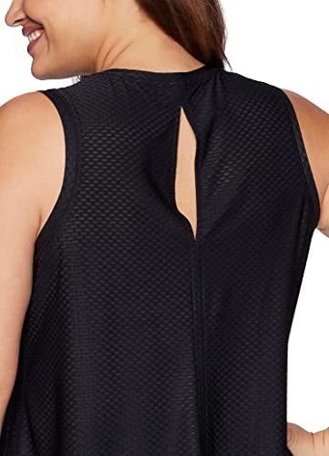 Rbx Women's Plus Size Mesh Tank Top Breathable Keyhole Tank Jacquard Mesh Black 1X #TOP2