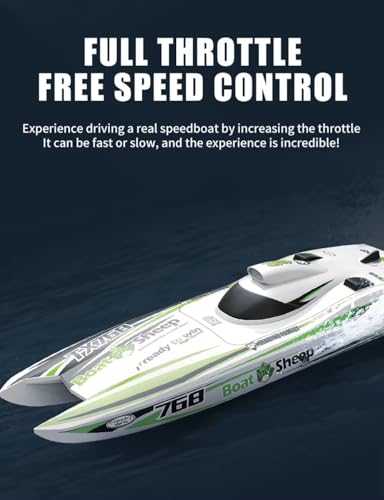 TX768 RC Jet Boat, 30km/h High Speed Jet Boat Brushless Catamaran with 3&times;3S LiPo Batteries Water Cooled Engine, 40cm ABS Hull, Long Range RC for Lakes, Rivers & Pools, Brushless RC For Adults